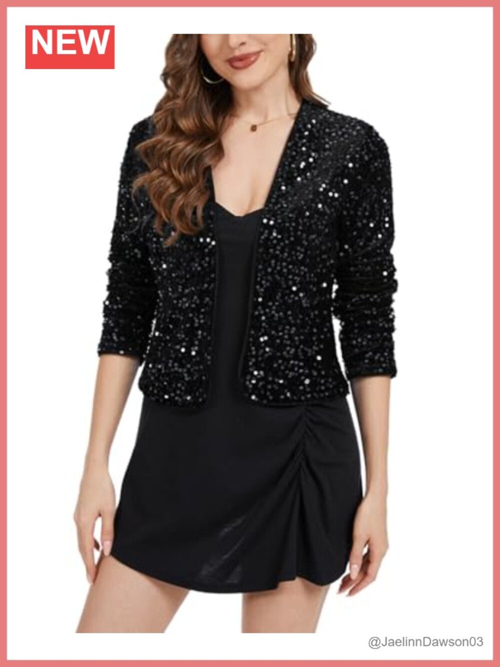 Velvet Sequin Cardigan Long Sleeve Open Front Crop Shrug Party Jacket